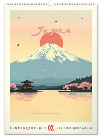 NOTIQUE Wandkalender 2027 Vintage Poster in Ferne Länder - 33 x 46 cm