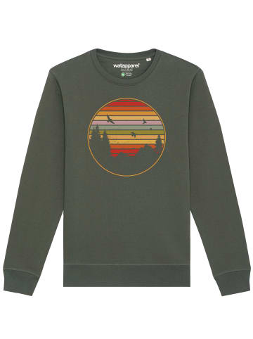 wat? Apparel Sweatshirt Sunset Berge & Tannen in Khaki