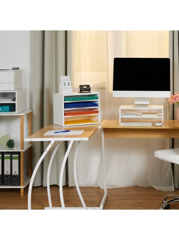 relaxdays Monitorständer in Weiß - (B)40 x (H)14 x (T)23,5 cm