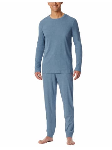 Schiesser Pyjama lang für Herren in blau