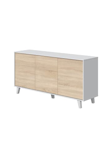CALICOSY Sideboard Zaiken Plus in Weiß - (W) 154 x (H) 75 x (L) 41 cm