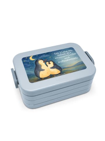 Mr. & Mrs. Panda Lunchbox Pinguine Einschlafen Design mit Spruch in Blau Pastell