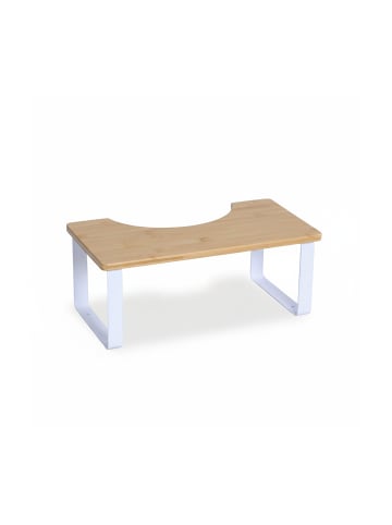 relaxdays Toilettenhocker in Natur/ Weiß - (B)44,5 x (H)18 x (T)23 cm