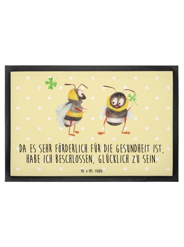 Mr. & Mrs. Panda Schuhabstreifer Hummeln Kleeblatt mit Spruch in Gelb Pastell