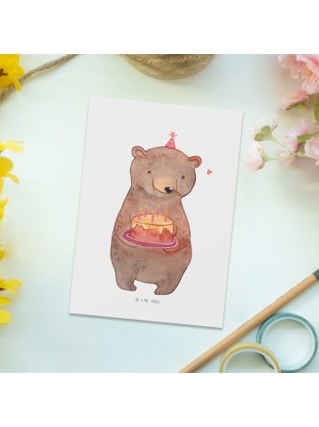 Mr. & Mrs. Panda Grußkarte Geburtstag Bär Torte ohne Spruch in Weiß