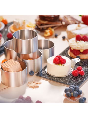 Stoneline Dessertringe & Speiseringe Set, 8-tlg., Edelstahl, rund in Silber