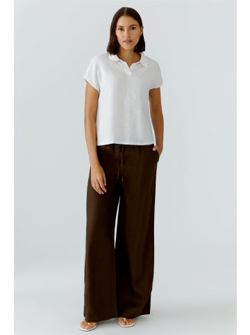 Oui Leinen Patch Bluse in Optic White