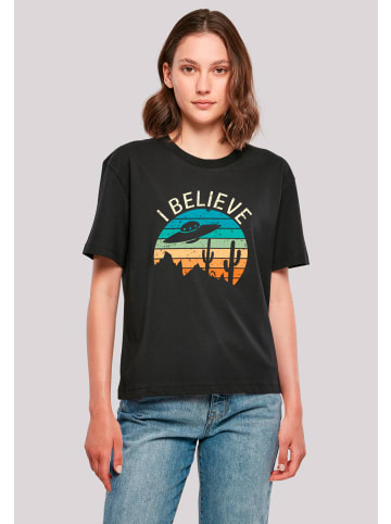 F4NT4STIC Tee I Believe UFO Alien Sonnenuntergang in schwarz