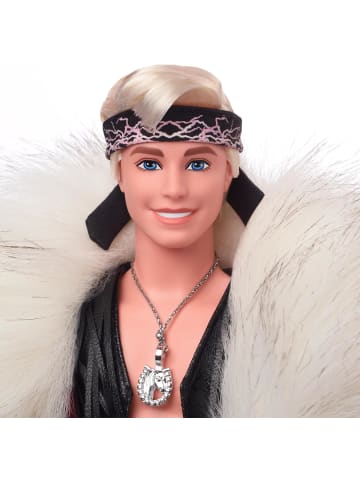 Barbie The Movie Collectible Ken Doll Wearing Big Faux Fur Coat HRF31
