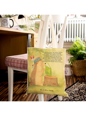 Mr. & Mrs. Panda Tasche Igel Federschmuck Design mit Spruch in Weiß