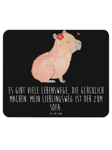 Mr. & Mrs. Panda Mauspad Capybara Blume mit Spruch in Schwarz