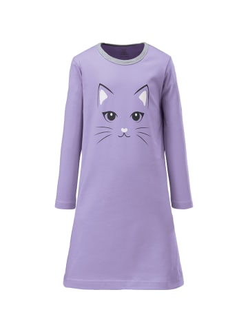 Erwin Müller Single-Jersey Kinder-Nachthemd mit Leggings 2er-Pack in flieder/grau meliert