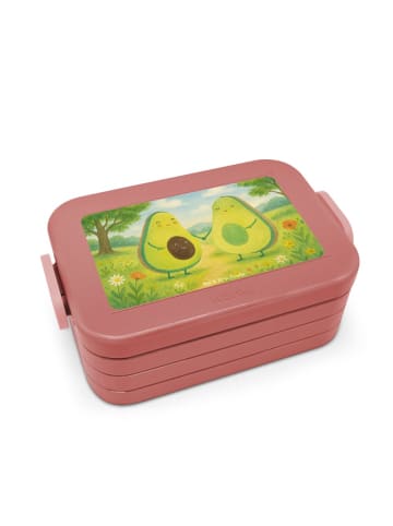 Mr. & Mrs. Panda Essensbox Avocado Pärchen Design ohne Spruch in Rot Pastell