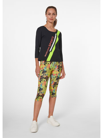 MADELEINE Shirt mit Kontrasteinsatz und Zierzipper in schwarz / multicolor