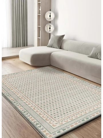 Atticgo Kurzflor-Teppich ASTRA in Grün / Beige