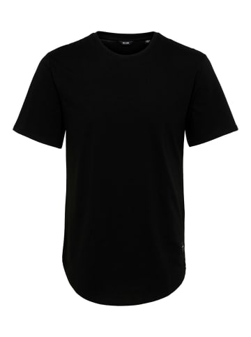 Only&Sons Langes Rundhals T-Shirt Kurzarm Shirt ONSMATT Stretch Basic in Schwarz
