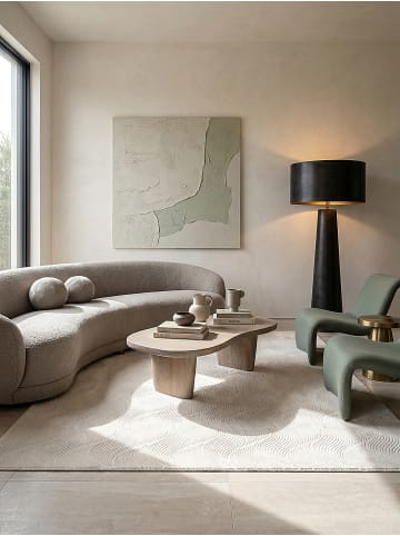 KADIMA DESIGN Teppich Kurzflor Geometrisch rutschhemmend pflegeleicht Wohnzimmer in Creme