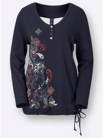 WITT WEIDEN Shirt in marine-weiß-bedruckt