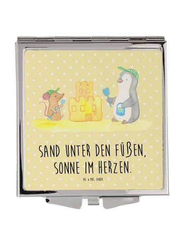 Mr. & Mrs. Panda Handspiegel Sommer Meer Strand mit Spruch in Gelb Pastell