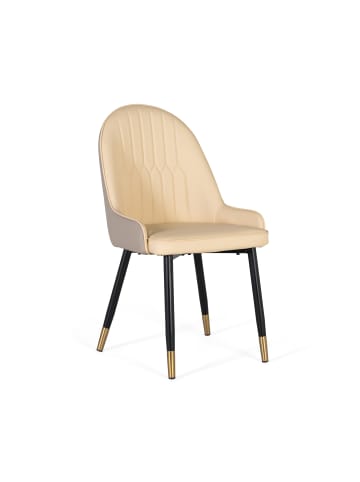 Giner y Colomer 4-er Set:  Stühlen mit Samtbezug und Stahlgestell in Beige