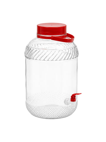 relaxdays Getränkespender in Transparent/ Rot - 10 l