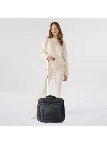 Dermata 2-Rollen Businesstrolley 42  cm Laptopfach in blau