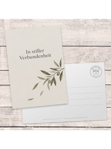 Mr. & Mrs. Panda Trauerkarte Olivenzweig still Design mit Spruch in Weiß