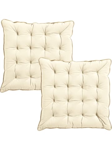 Erwin Müller Nicky-Velours, Samt Stuhlkissen 2er-Pack Manchester in natur