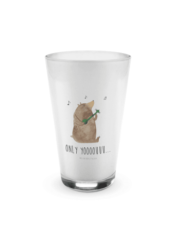 Mr. & Mrs. Panda Latte Macchiato Glas Bär Gitarre mit Spruch in Transparent