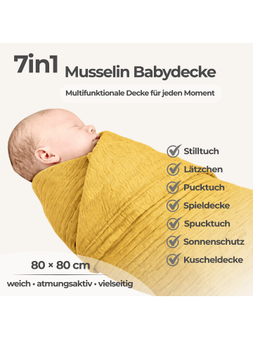 nordic coast company Musselindecke, Puckdecke, Einschlagdecke, Babydecke Musselin, atmungsaktiv