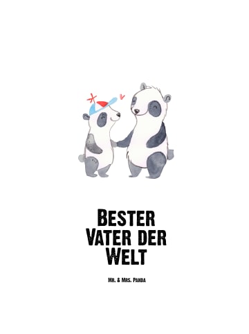 Mr. & Mrs. Panda Feldflasche Panda Bester Vater der Welt mit Spruch in Weiß