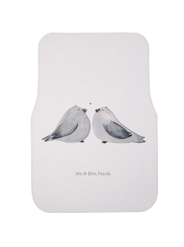 Mr. & Mrs. Panda Auto Teppich Turteltauben Liebe ohne Spruch in Weiß