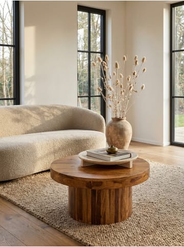 KADIMA DESIGN Couchtisch | Sheesham Premium, Rund, Handarbeit, Massiv