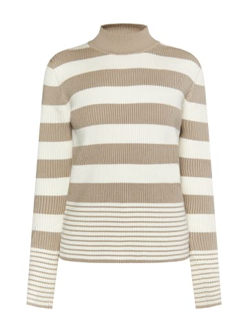 DreiMaster Damen Strickpullover in Grau Beige Wollweiss