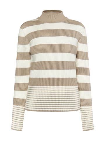 DreiMaster Klassik Strickpullover in Grau Beige Wollweiss