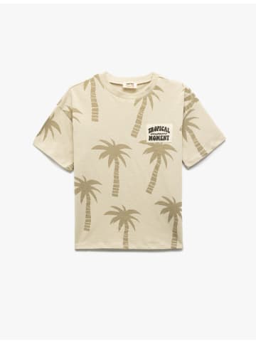 KOTON T-shirt in Kamelfeder Gemustert