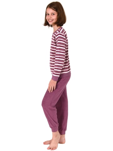 NORMANN Frottee Pyjama Schlafanzug langarm Bündchen - 50663 in beere
