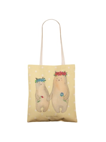 Mr. & Mrs. Panda Tragetasche Bären mit Blumenkranz ohne Spruch in Gelb Pastell