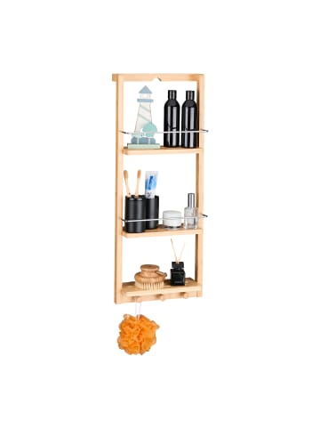 relaxdays Bad-Hängeregal in Natur - (B)28,5 x (H)70 x (T)10 cm