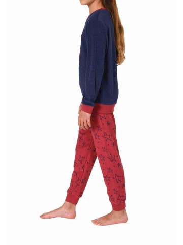 NORMANN Frottee Schlafanzug langarm Bündchen Sterne - 77738 in blau