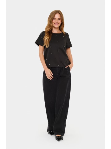 SAINT TROPEZ Kurzarm-Bluse NikitaSZ Gerade Passform in Black