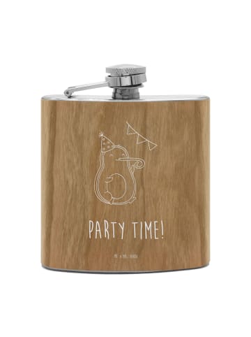 Mr. & Mrs. Panda Flachmann Avocado Party Zeit mit Spruch in Braun