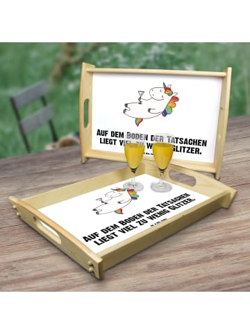 Mr. & Mrs. Panda sofatablett Einhorn Blümchentail mit Spruch in Weiß