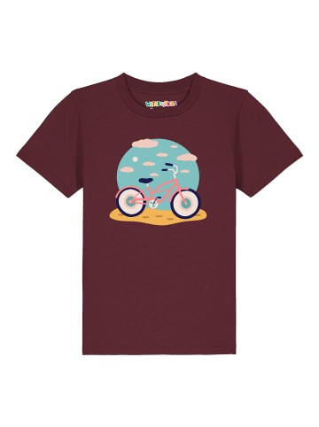 wat? Apparel T-Shirt Fahrrad am Strand in Weinrot