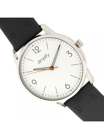 Simplify Die 6300 Lederarmbanduhr in Black/White