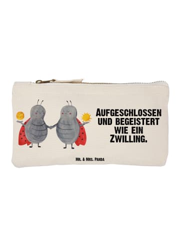 Mr. & Mrs. Panda Schminktasche Sternzeichen Zwilling mit Spruch in Weiß