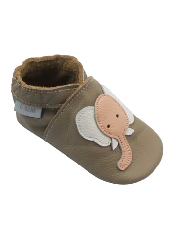 Basrakids Baby Krabbelschuhe aus Leder, weiche Lauflernschuhe mit rutschfester Sohle 