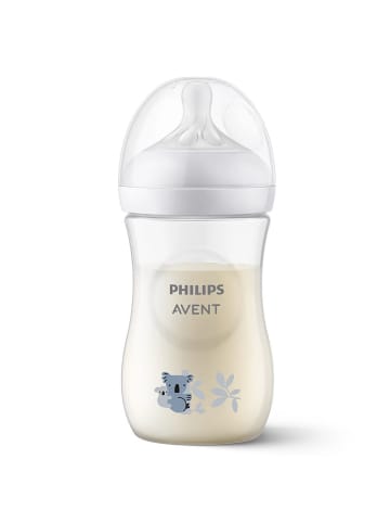 Philips Avent PP-Flasche Natural Response 260ml + Silikon-Sauger in weiss,motiv