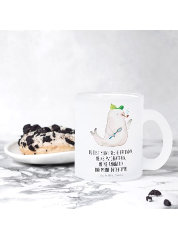 Mr. & Mrs. Panda Glas Robbe Sherlock mit Spruch in Transparent