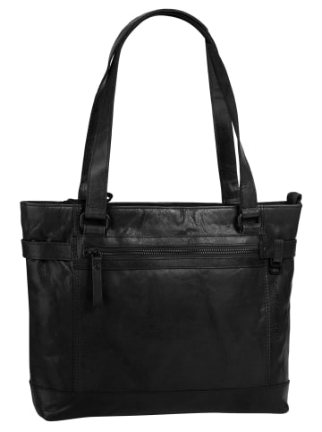 SPIKES & SPARROW Shopper echt Leder in schwarz